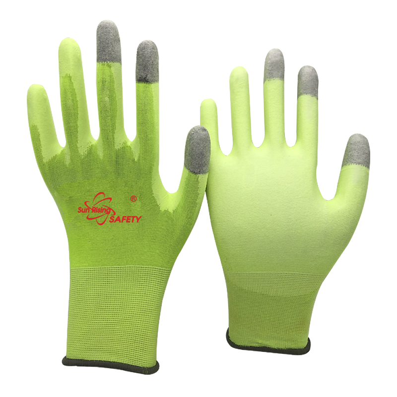 SRSafety 18-gauge-yellow-thin-nylon-pu-caoted-glove