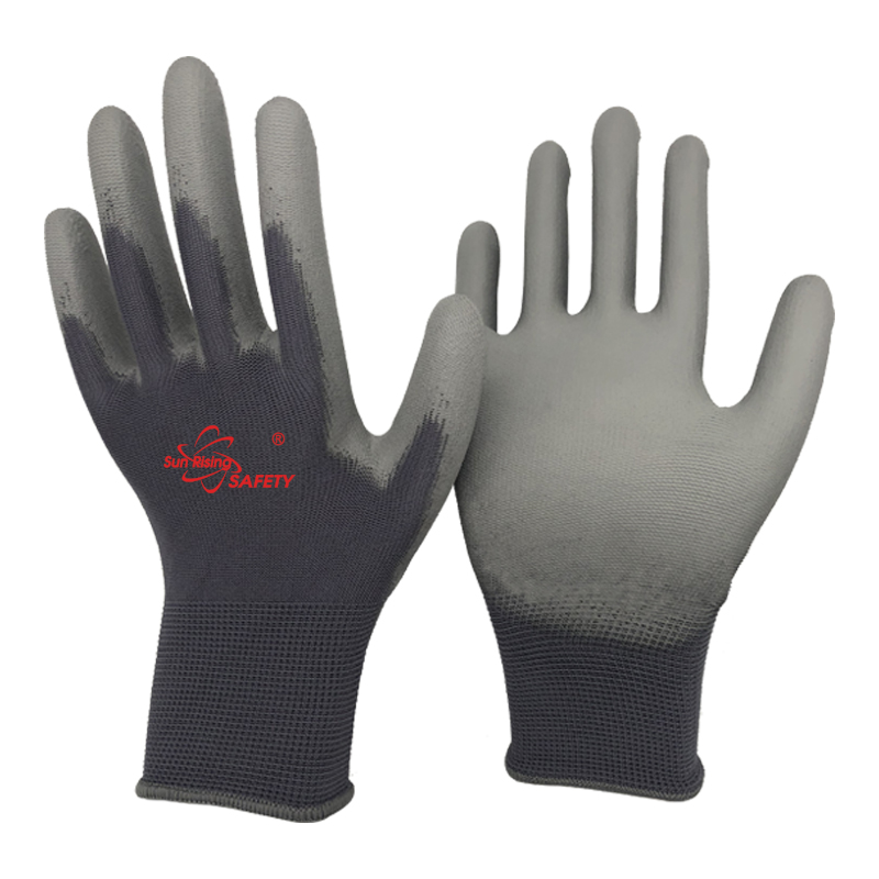 SRSafety grey nylon-pu-coated-glove