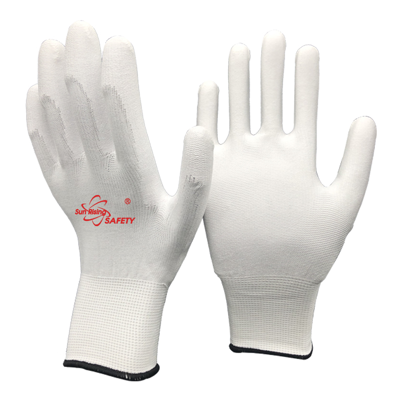 SRSafety white-nylon-pu-coated-glove