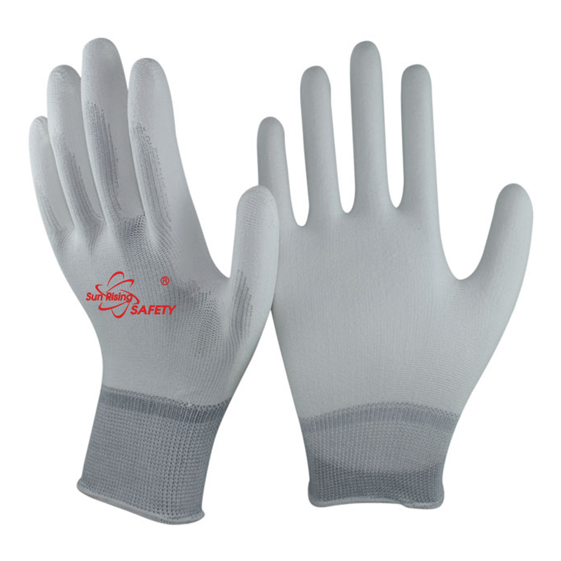 SRSafety white-polyester-pu-caoted-glove