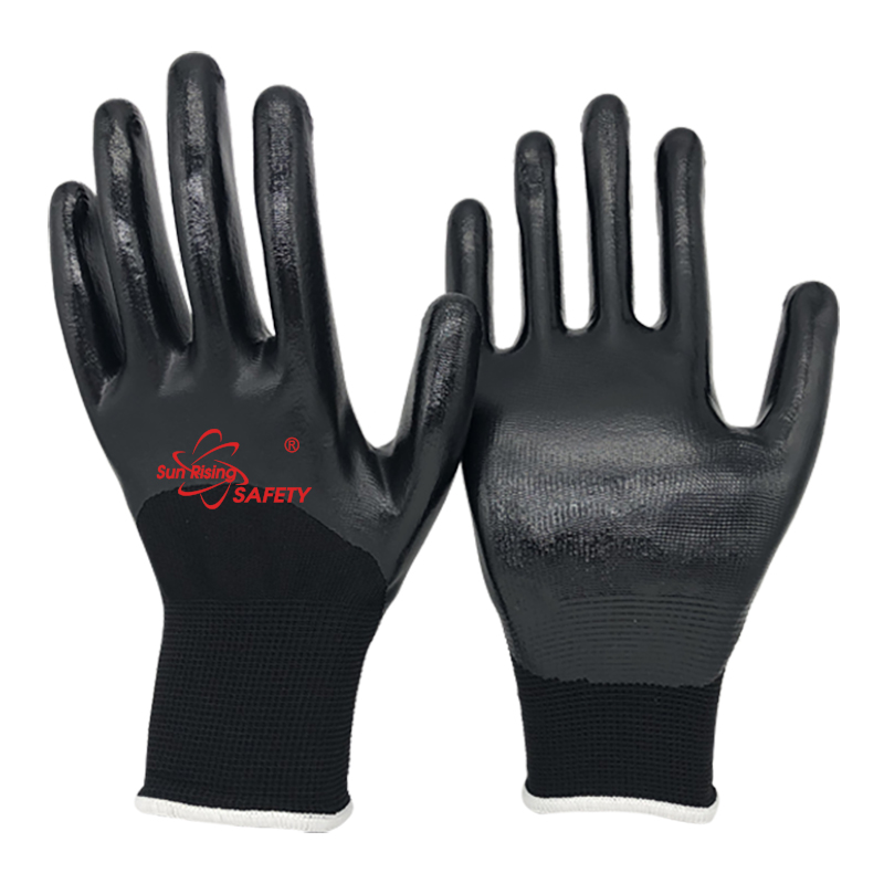 SRSafety black smooth-nitrile-half-coated-glove