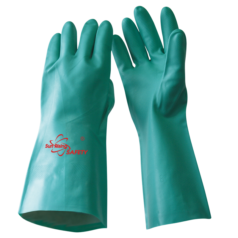 SRSafety green-nitrile-flocked-lining-chemical-resistant-glove