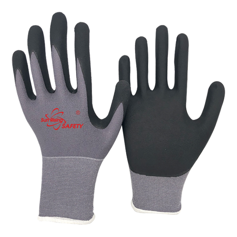 SRSafety grey-flex-micro-foam-nitrile-dipping-on-palm-glove