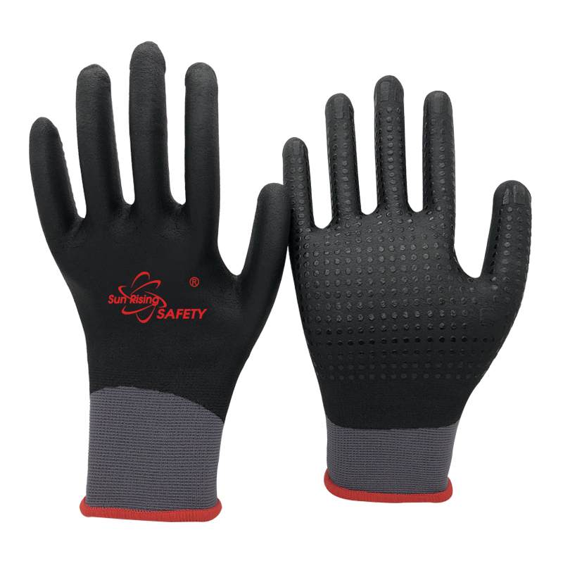 SRSafety micro-foam-nitrile-full-coating-on-palm-and-fingers-with-nitrile-dots-on-palm-glove