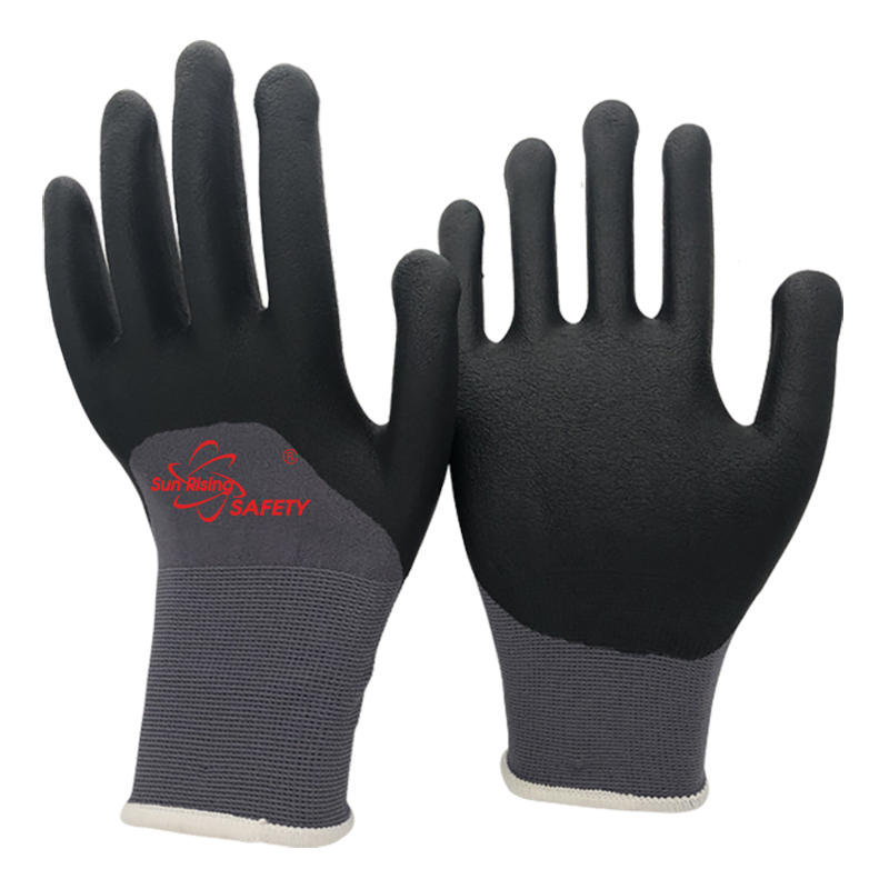 SRSafety micro-foam-nitrile-half-dipping-glove