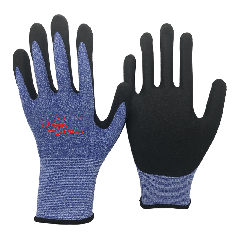 SRSafety recycled-polyester-made-liner-with-micro-foam-nitrile-dipping-glove-blue