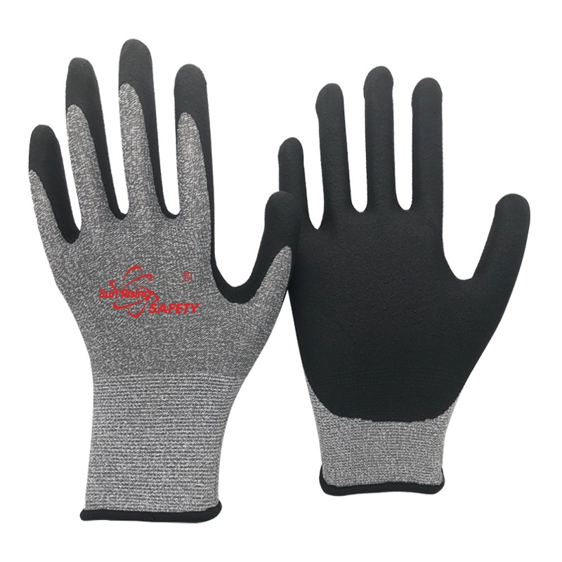 SRSafety recycled-polyester-made-liner-with-micro-foam-nitrile-dipping-glove-grey