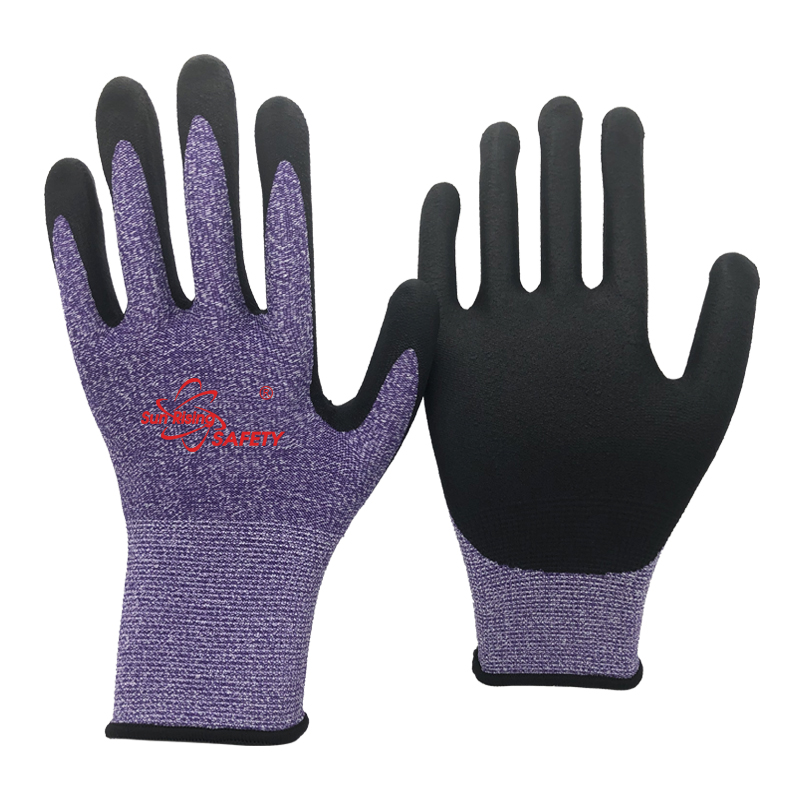 SRSafety recycled-polyester-made-liner-with-micro-foam-nitrile-dipping-glove-purple