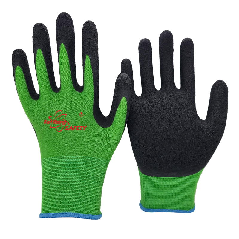 SRSafety green-liner-foam-latex-dipping-on-palm-glove