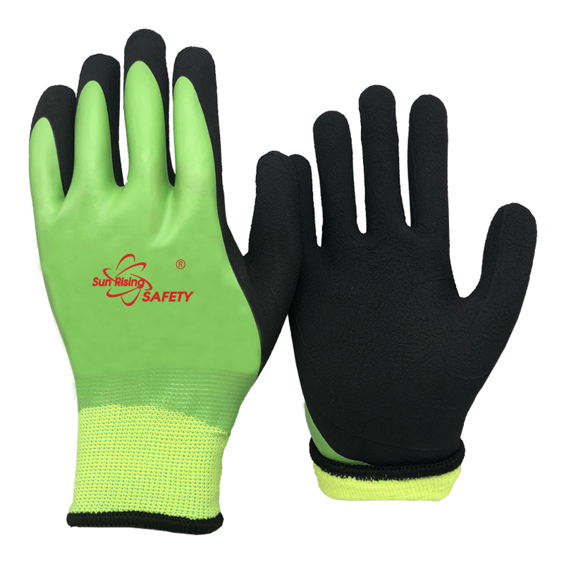 SRSafety green-smooth-latex-and-foam-latex-double-dipping-water-resistant-glove