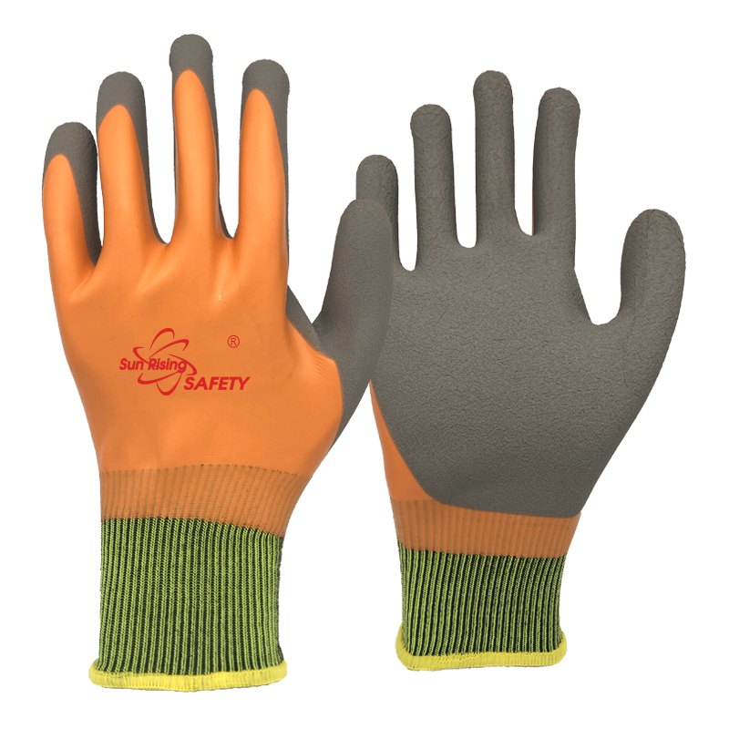 SRSafety orange-smooth-latex-and-foam-latex-double-dipping-water-resistant-glove