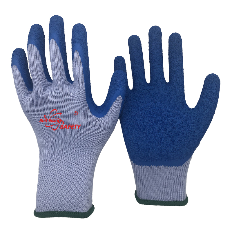 SRSafety polycotton-liner-crinkle-latex-palm-dipped-glove-blue