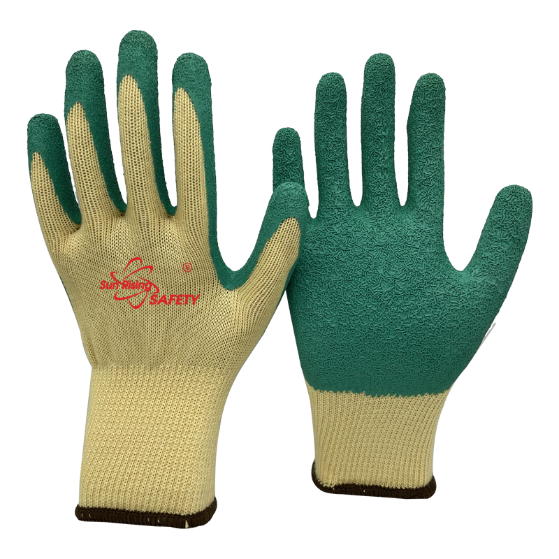 SRSafety polycotton-liner-crinkle-latex-palm-dipped-glove-yellow-green