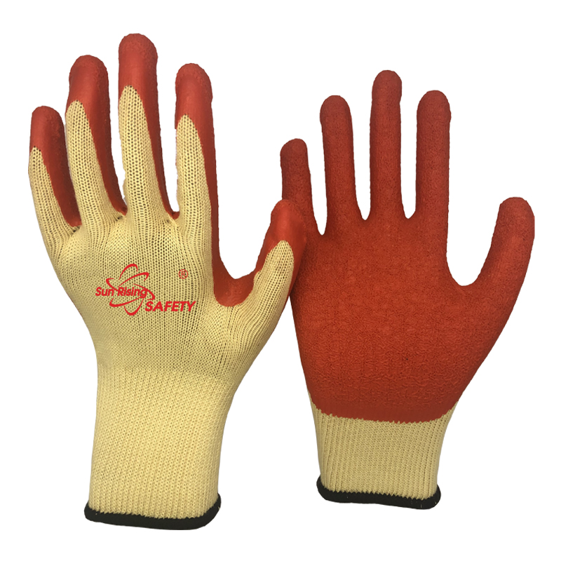 SRSafety polycotton-liner-crinkle-latex-palm-dipped-glove-yellow-orange