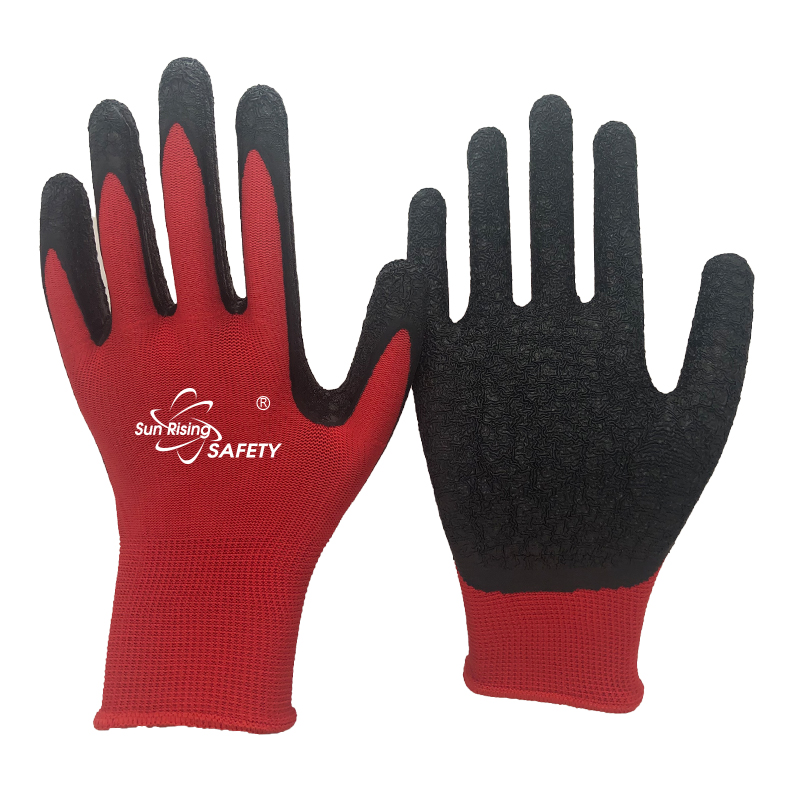 SRSafety red-liner-crinkle-latex-dipping-on-palm-glove