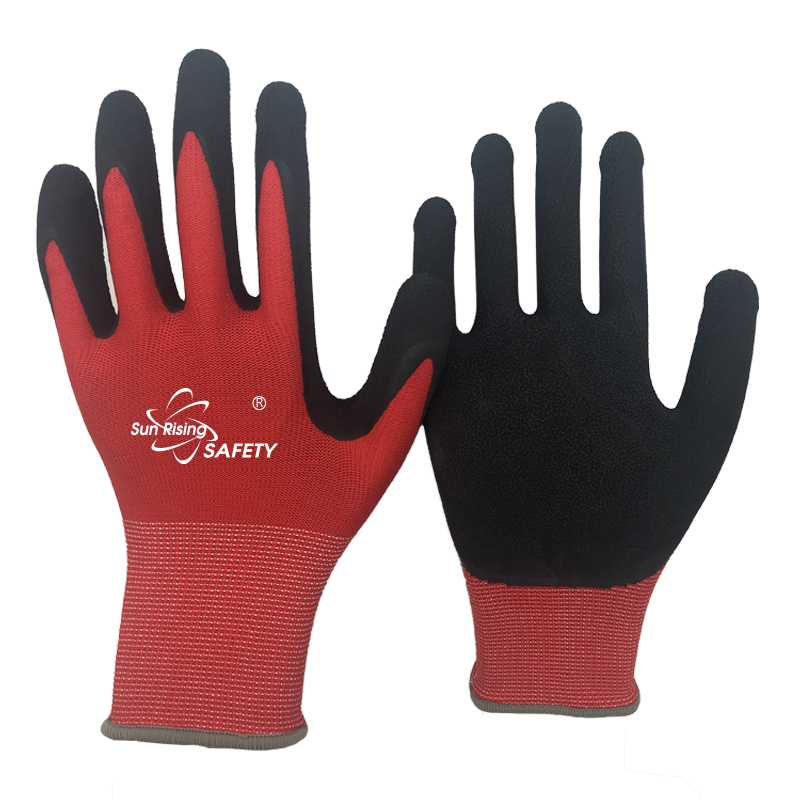 SRSafety red-liner-foam-latex-dipping-on-palm-glove