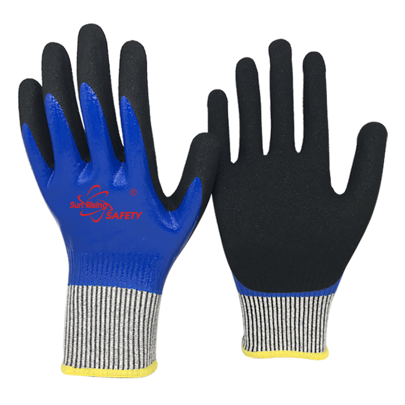 SRSafety smooth-and-sandy-nitrile-double-dipping-cut-5-c-a3-gloves