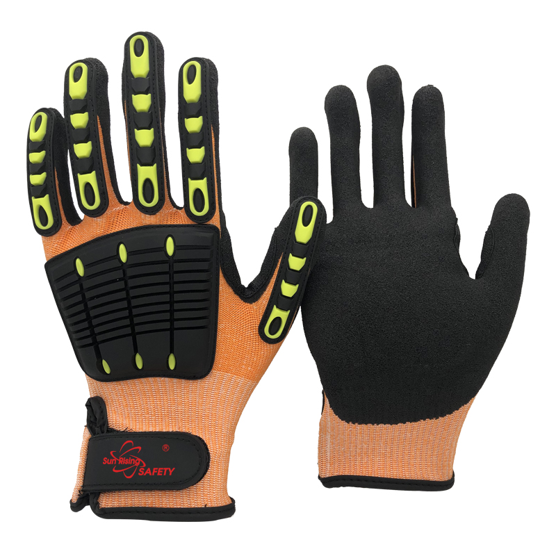 SRSafety-cut-resistant-A5-E-sandy-nitrile-dipping-impact-resistant-glove-orange