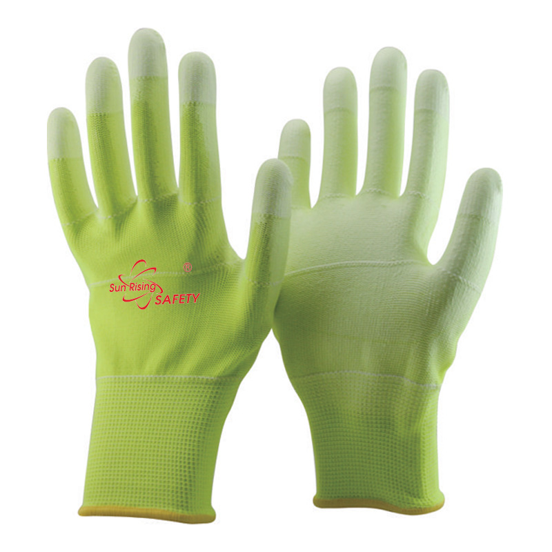 SRSafety-green-U3-Polyester-PU-Palm-Coated-Gloves-[PU1350P]