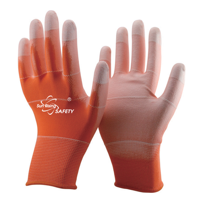 SRSafety-orange-U3-Polyester-PU-Palm-Coated-Gloves-[PU1350P]