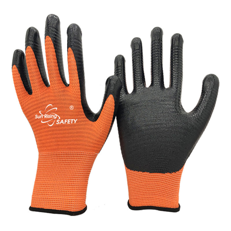 SASafety orange U3-Polyester-Nitrile-Coated-Gloves-[NY1350P]