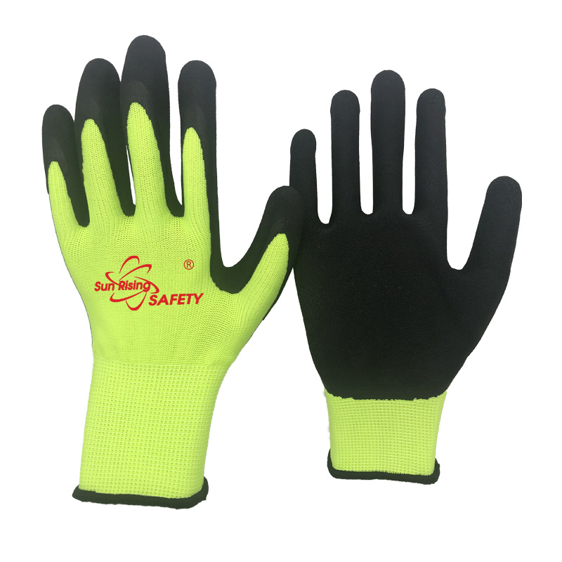 SRSafety-green-Polyester-Foam-Latex-Coated-Gloves-[NM1350PF]