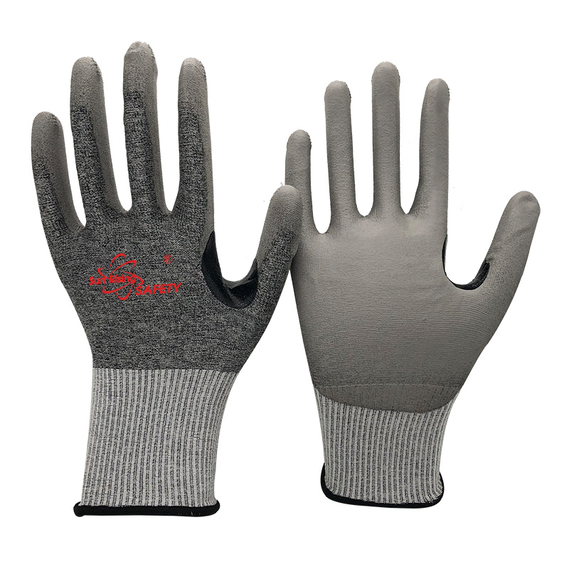 SRSafety 18 Gauge Cut Resistant A2-B PU Coated Gloves Thumb Reinforce [DY1850PU-H2]