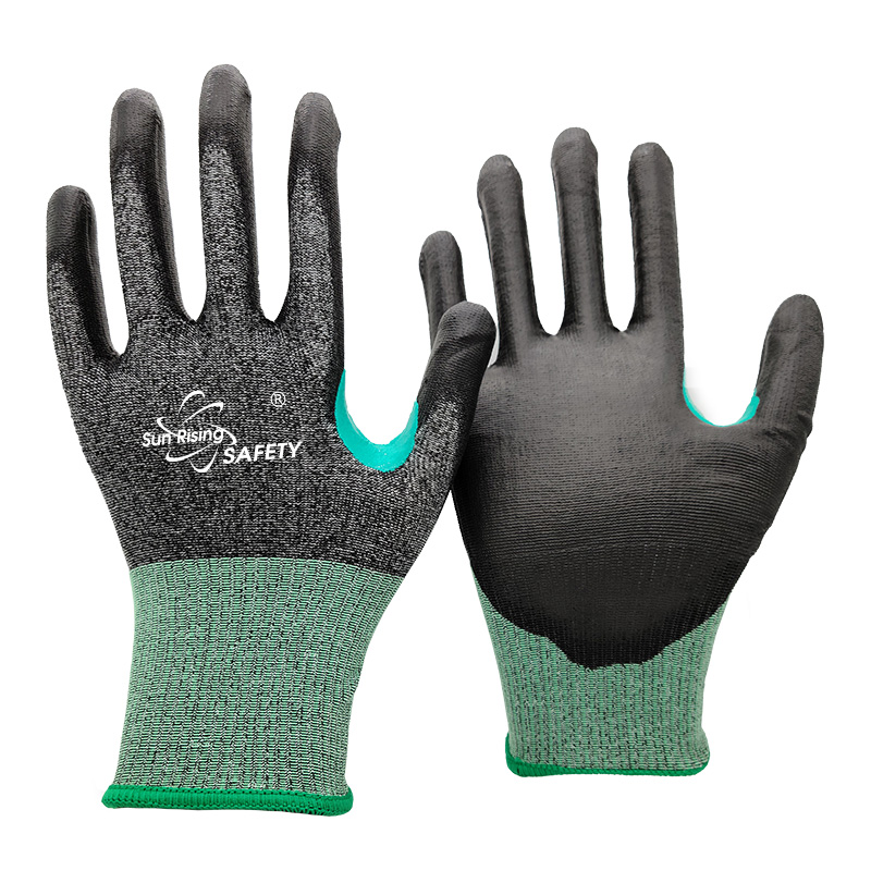 SRSafety-18-Gauge-Cut-Resistant-A5-E-PU-Coated-Gloves-Thumb-Reinforce-[DY1850PU-H5]