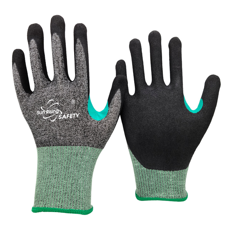 SRSafety-18-Gauge-Cut-Resistant-A5-E-Sandy-Nitrile-Coated-Gloves-Thumb-Reinforce-[DY1850F-H5]