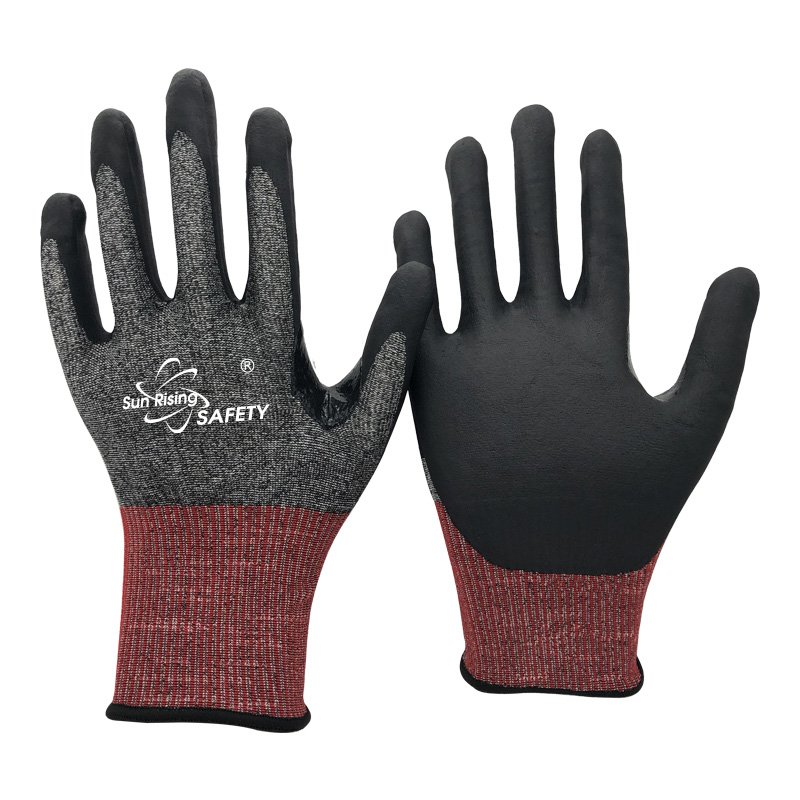 SRSafety-18-Gauge-Cut-Resistant-A6-F-Microfoam-Nitrile-Coated-Gloves-Thumb-Reinforce-[DY1850F-H6]