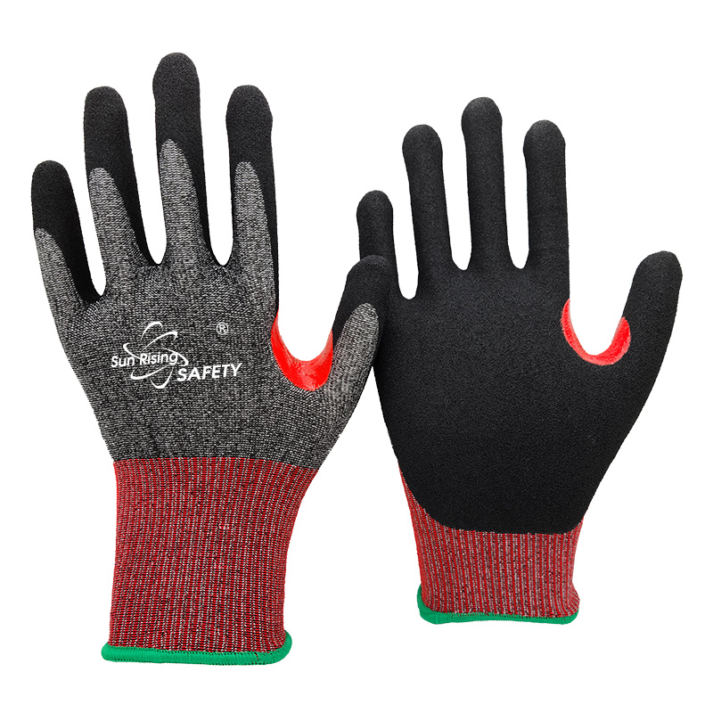 SRSafety-18-Gauge-Cut-Resistant-A6-F-Sandy-Nitrile-Coated-Gloves-Thumb-Reinforce-[DY1850F-H6]