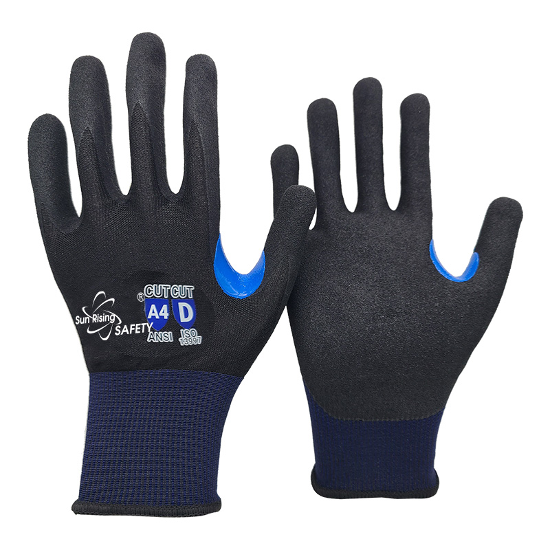 SRSafety-blue-18-Gauge-Black-Crystal-Wire-Knitted-Cut-Resistant-Liner Glove-[DY1850F-H-Crystal]