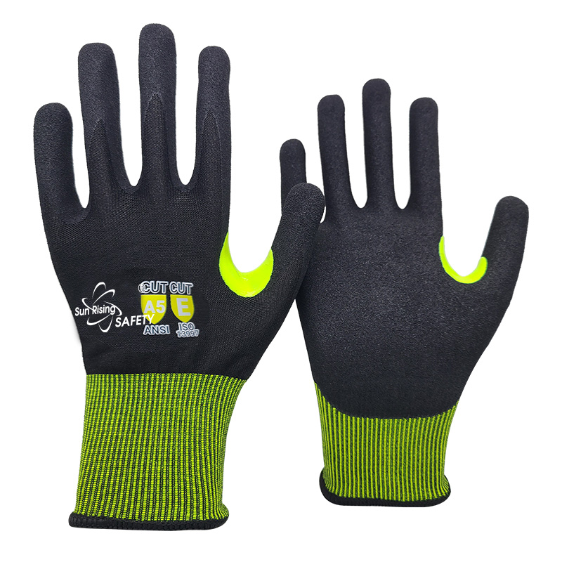 SRSafety-green-18-Gauge-Black-Crystal-Wire-Knitted-Cut-Resistant-Liner-Glove-[DY1850F-H-Crystal]