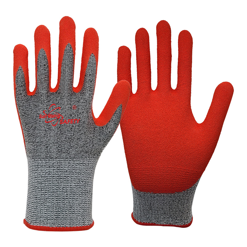 SRSafety-orange-Cut-Resistant-5-A3-C-Sandy-Nitrile-Coated-Gloves-[DY1350F-H3]