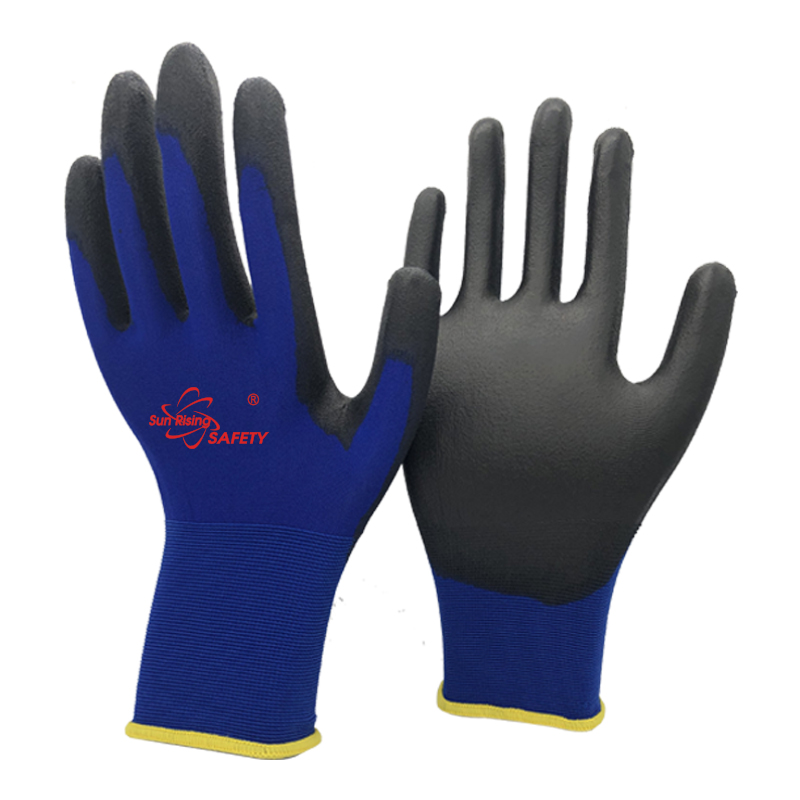 SRSafety 18-gauge-blue-thin-nylon-pu-caoted-glove[PU1850]