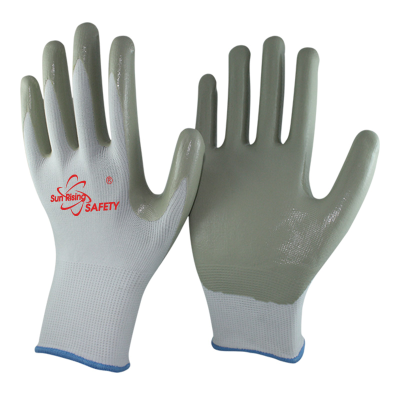 SRSafety-white-polyester-smooth-nitrile-palm-coated-gloves[NY1350P]