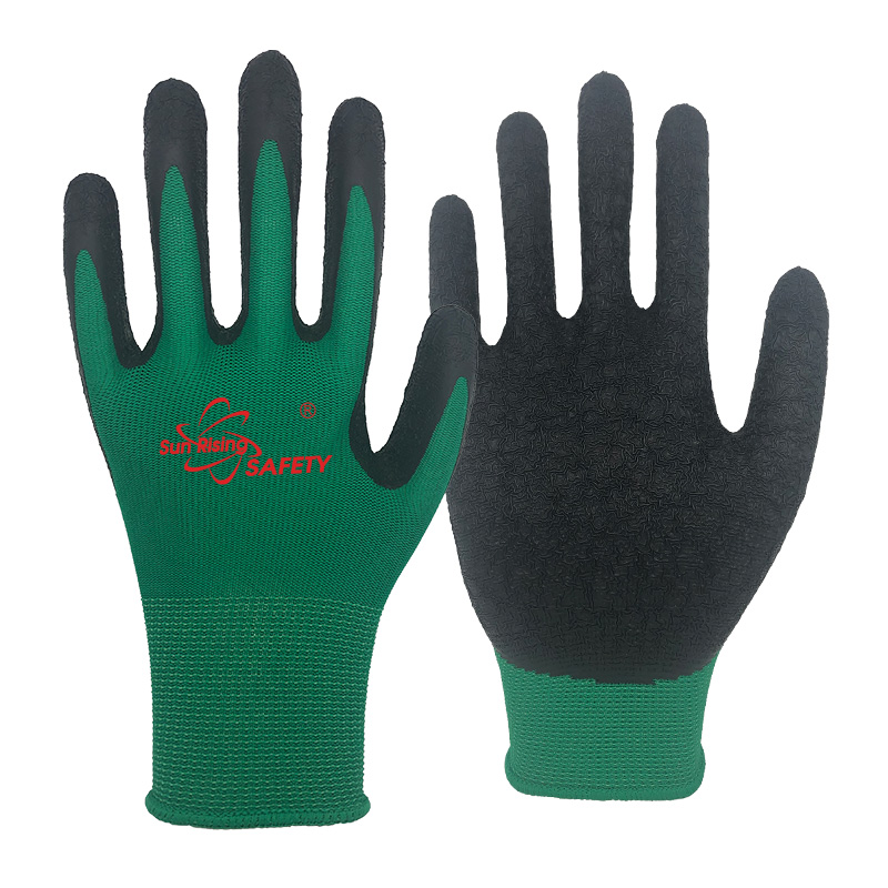 SRSafety-green-nalyon-crinkle-latex-coated-glove[NM1350]