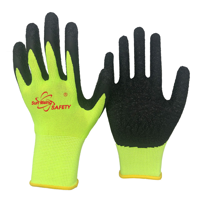 SRSafety-yellow-nalyon-crinkle-latex-coated-glove[NM1350]