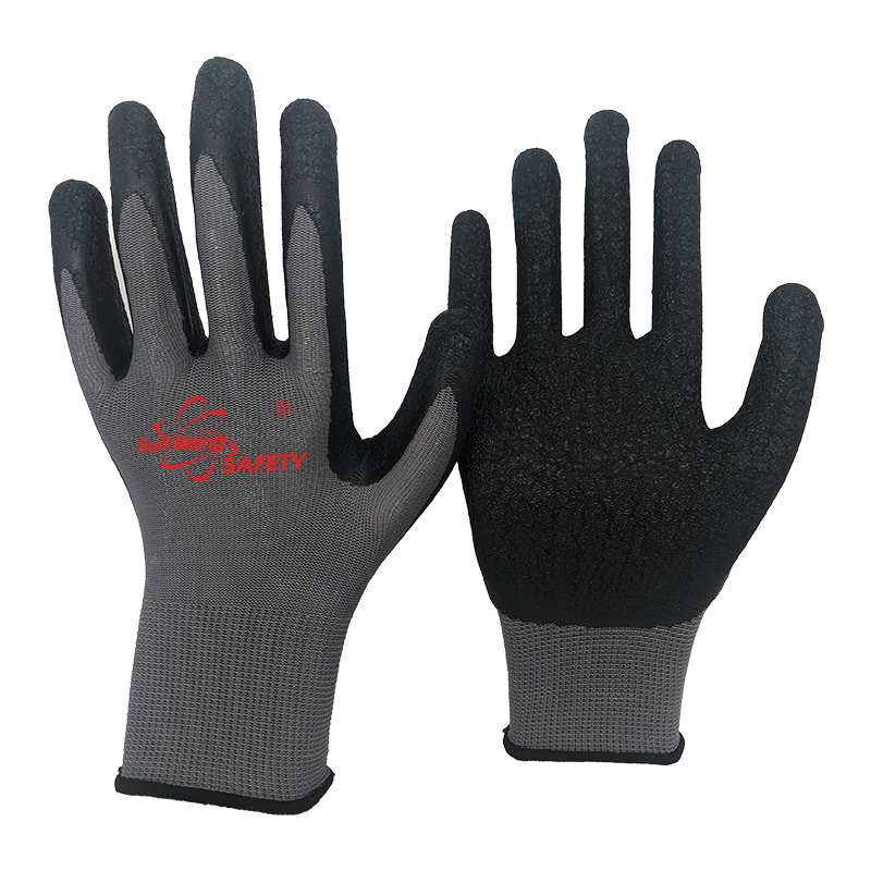 SRSafety-black-polyester-crinkle-latex-coated-glove[NM1350P]