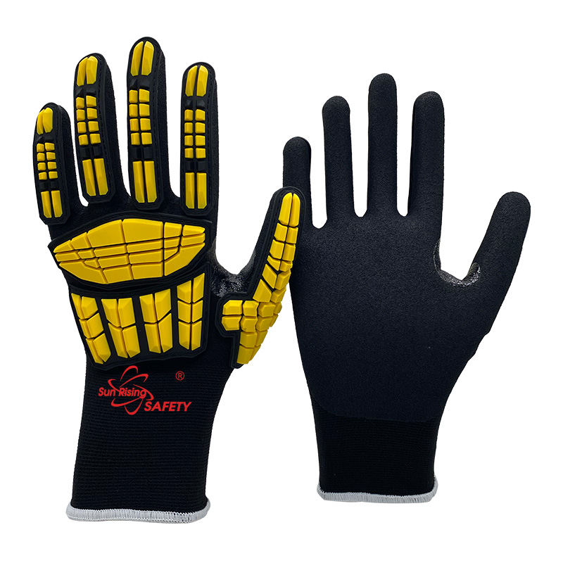SRSafety-black-Impact-Resistant-Sandy-Nitrile-Coated-Gloves-[NY1350AC-H]